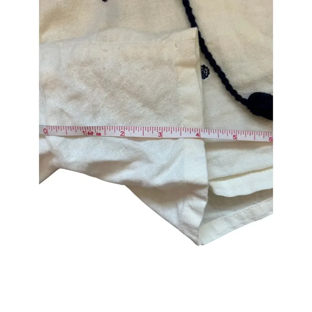 Old Navy Drawstring Linen Blend Shorts‎ White Blue Boho Embroidered Large